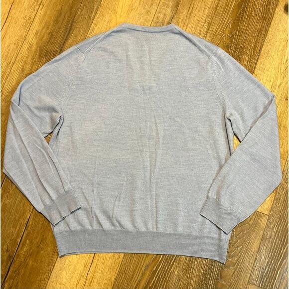 Express 100% Italian Merino Wool Light Blue V Neck Sweater XL Preppy Classic - Picture 3 of 5